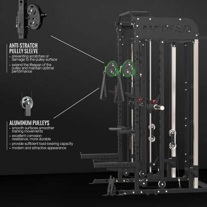 Smith Machine Home Gym, 2000Lbs Smith Rack with Cable Crossover and 800Lbs Weight Bench, Home Gym Equipment