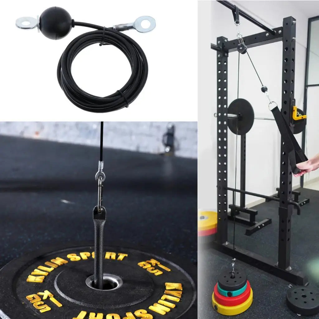 Heavy Duty Fitness LAT Lift Pulley Cable System Steel Rope, Biceps , Triceps Roller Home and Gym Equipment Cable Replacement