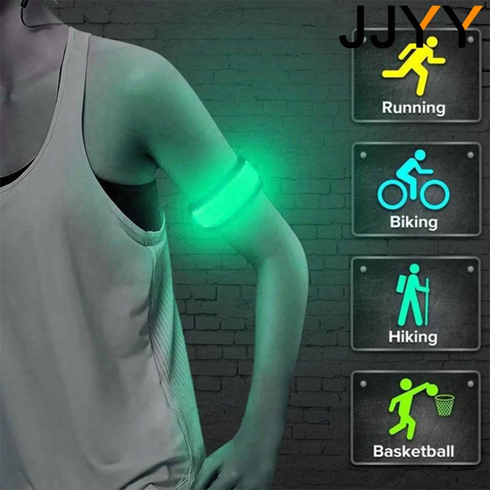 JJYY 1PC Outdoor Sports Night Running Armband LED Light USB Rechargeable Safety Belt Arm Leg Warning Wristband Cycling Bike Bicy