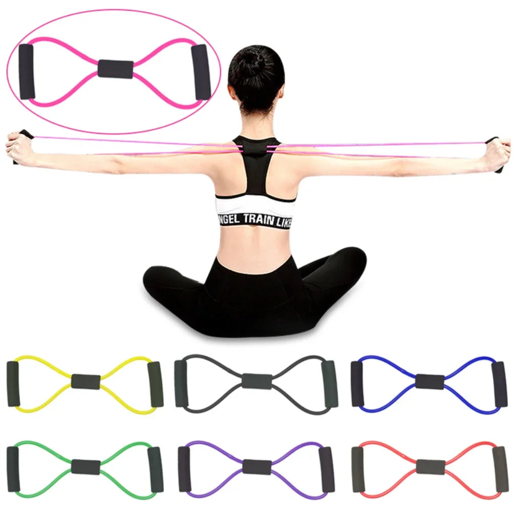 8 Shape Yoga Pull up Band Elastic Band Rope Latex Rubber Arm Resistance Fitness Exercise Chest Expander Pilates Yoga Home Gym