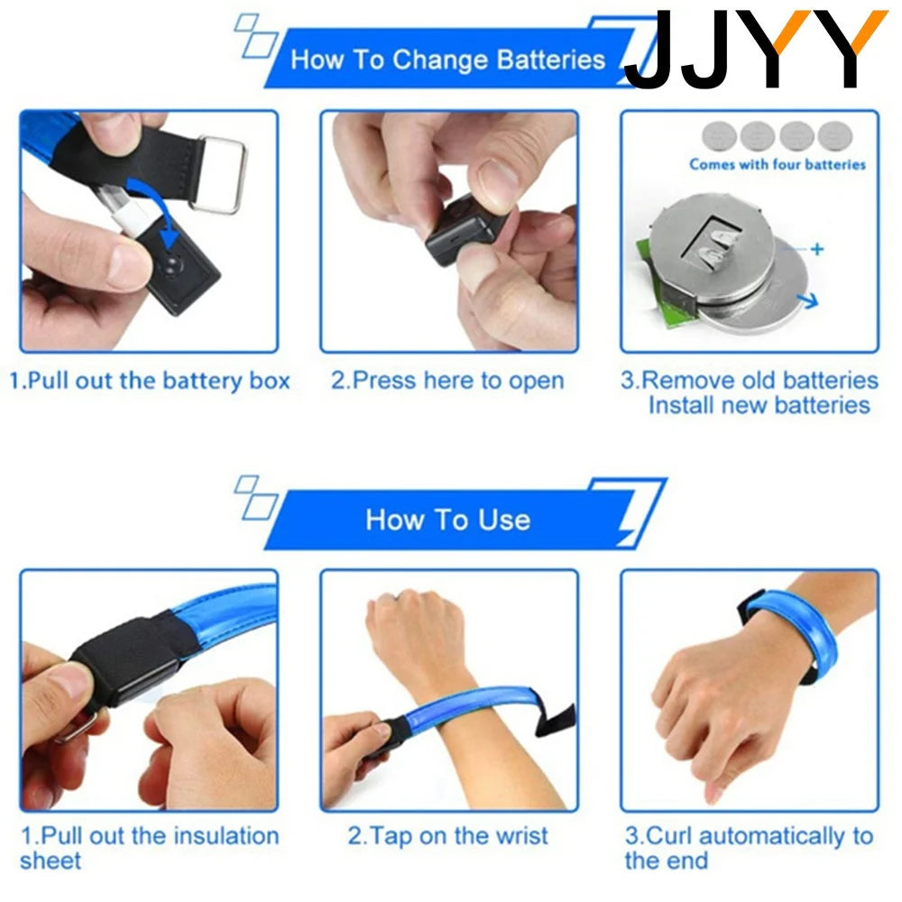 JJYY 1PC Outdoor Sports Night Running Armband LED Light USB Rechargeable Safety Belt Arm Leg Warning Wristband Cycling Bike Bicy