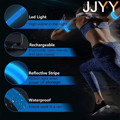 JJYY 1PC Outdoor Sports Night Running Armband LED Light USB Rechargeable Safety Belt Arm Leg Warning Wristband Cycling Bike Bicy