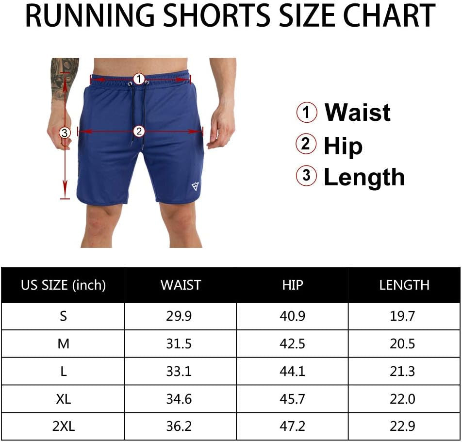 Men'S Workout Shorts 7" Running Shorts Athletic Bike Shorts Gym Shorts for Men with Zipper Pocket