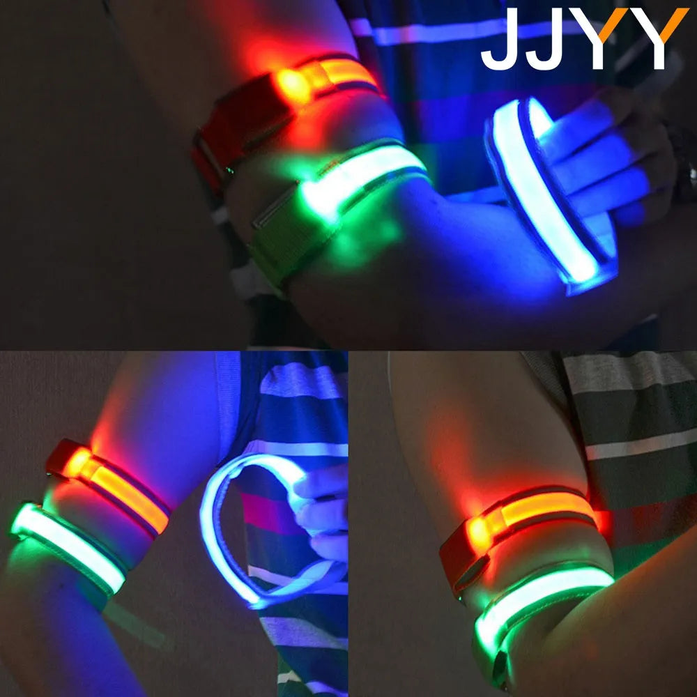 JJYY 1PC Outdoor Sports Night Running Armband LED Light USB Rechargeable Safety Belt Arm Leg Warning Wristband Cycling Bike Bicy