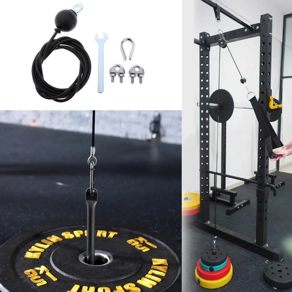 Heavy Duty Fitness LAT Lift Pulley Cable System Steel Rope, Biceps , Triceps Roller Home and Gym Equipment Cable Replacement