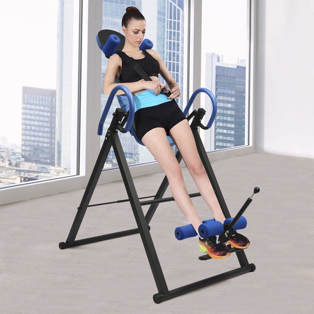 150Kg Foldable Inversion Table Gravity Hang Back Pain Relief and Fitness - Inversion Table Massage Back 29.13*45.27*59.84In