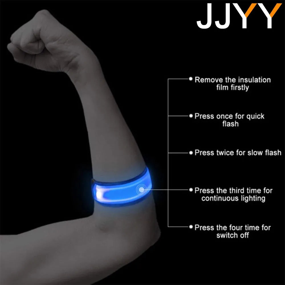 JJYY 1PC Outdoor Sports Night Running Armband LED Light USB Rechargeable Safety Belt Arm Leg Warning Wristband Cycling Bike Bicy